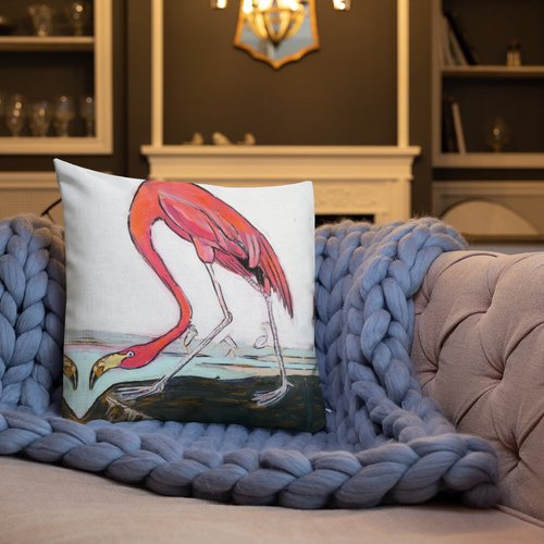 Pink Flamingo Pattern Premium Pillow