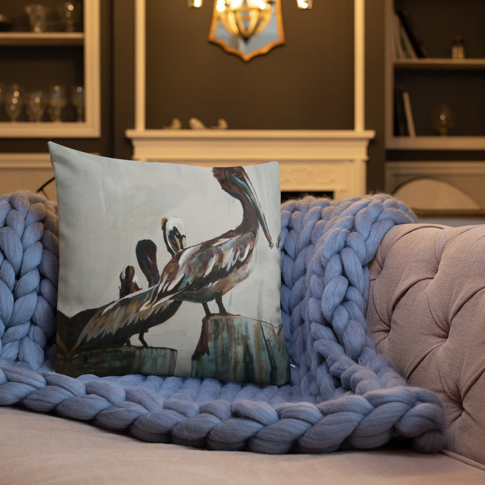 Pelicans in the Fog Premium Pillow