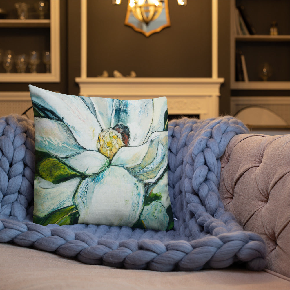 Open Petal Magnolia Premium Pillow