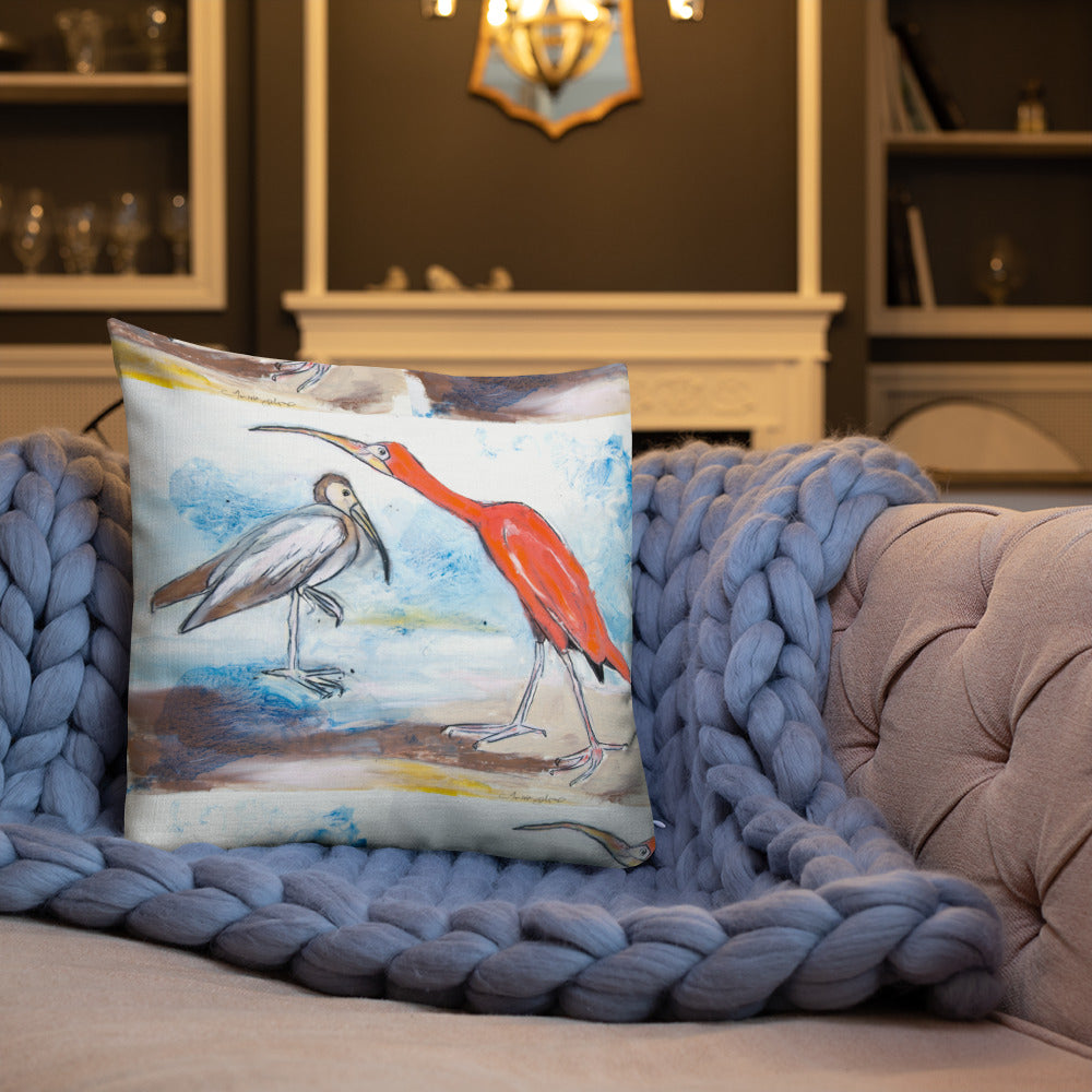 Scarlet Ibis and Friend Premium Pillow