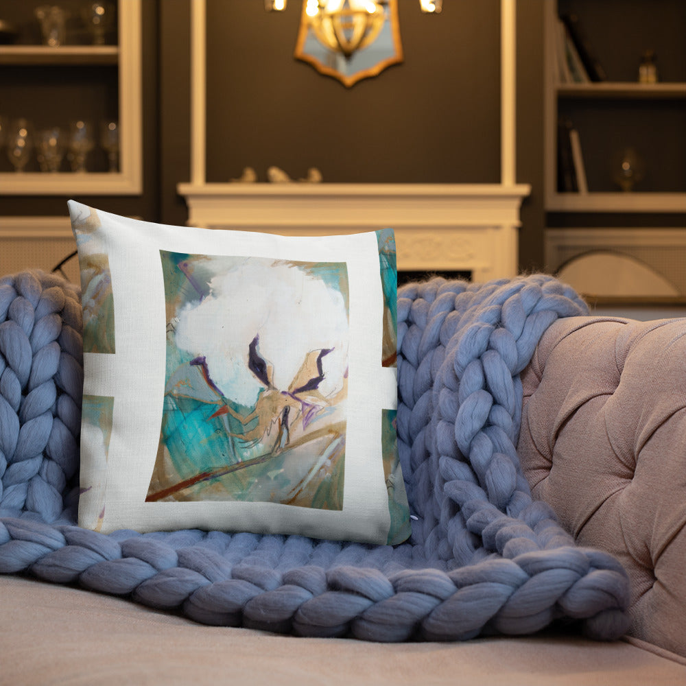 Cotton with Teal Splash III Premium Pillow