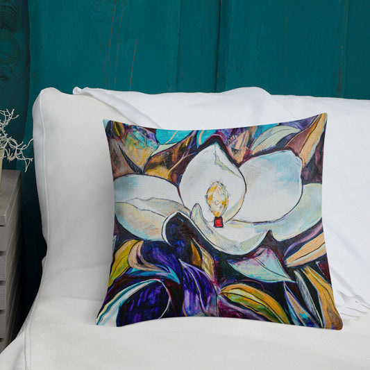 Purple and Gold Magnolia Premium Pillow