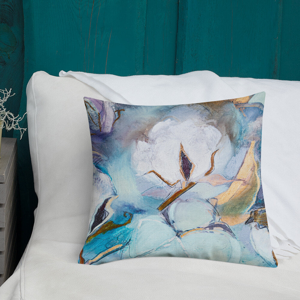 Cotton with Soft Teal Premium Pillow