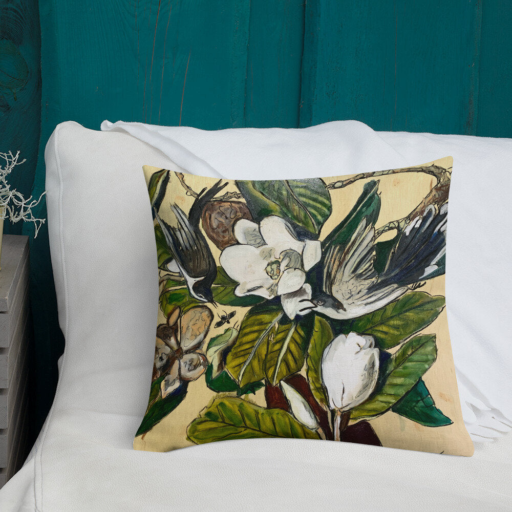 Cuckoos with Magnolia Premium Pillow