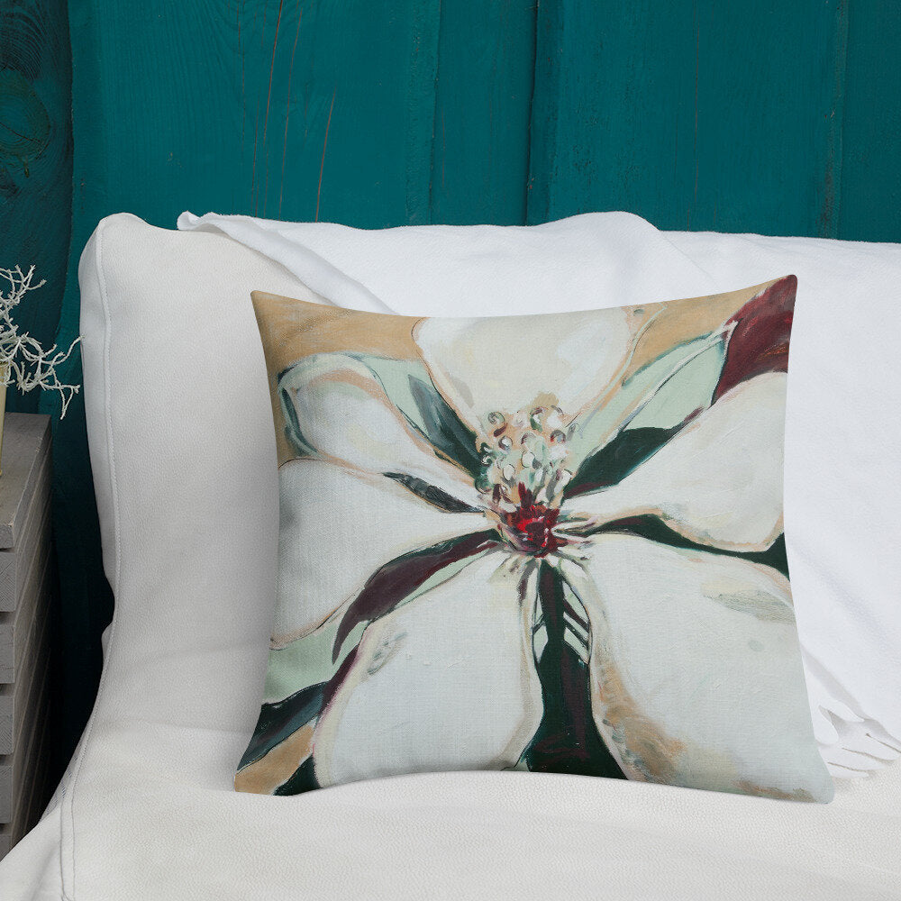 Metallic Gold Magnolia Premium Pillow