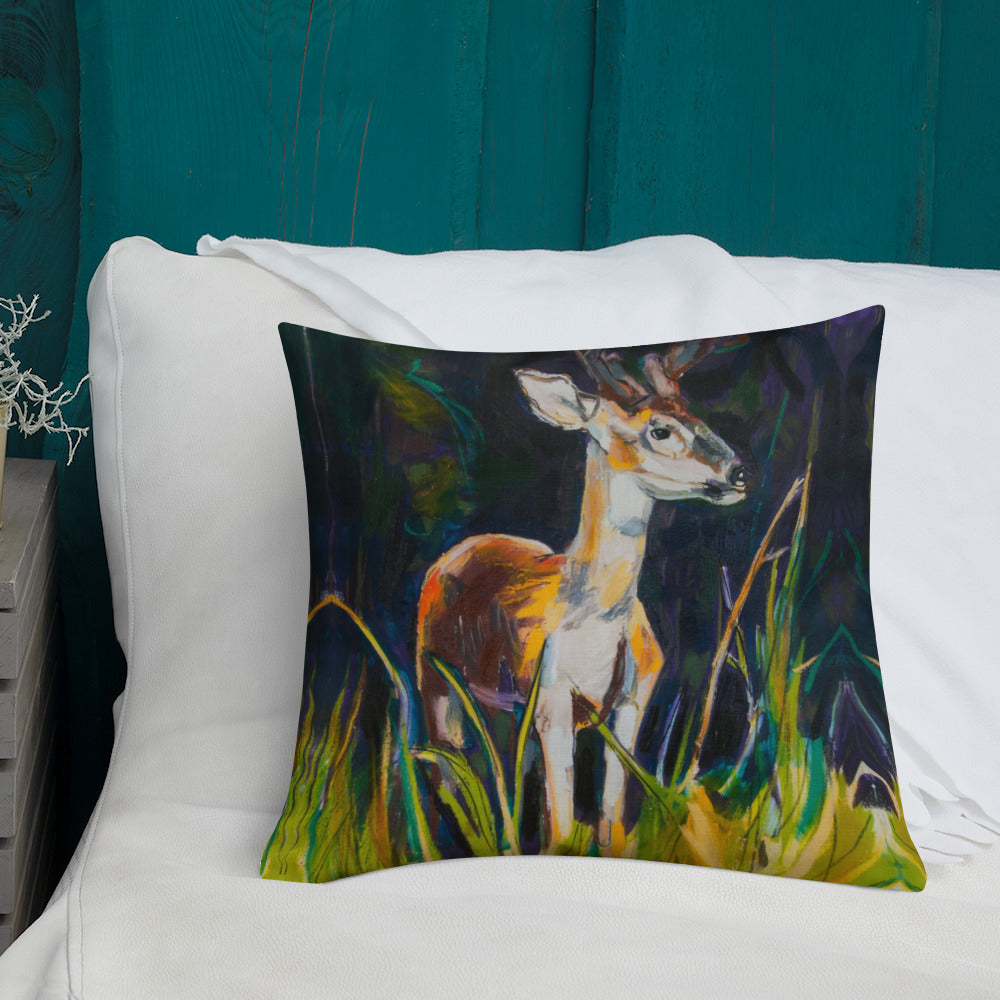 Buck in Bayou Brush Premium Pillow