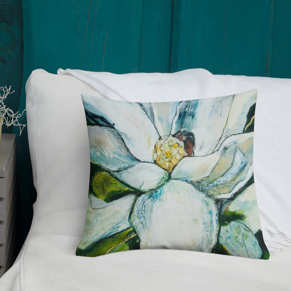 Open Petal Magnolia Premium Pillow