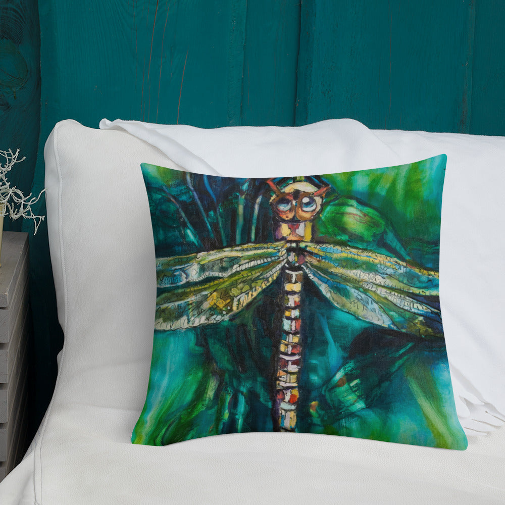 Green Dragonfly Premium Pillow