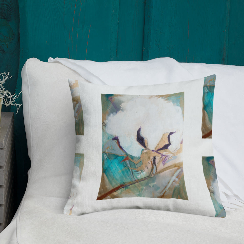 Cotton with Teal Splash III Premium Pillow