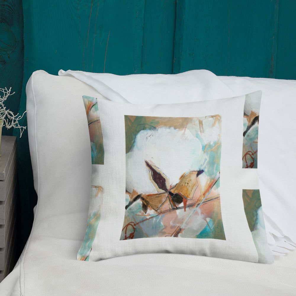 Cotton with Teal Splash Premium Pillow