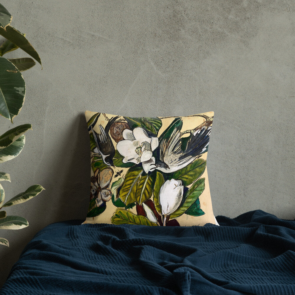 Cuckoos with Magnolia Premium Pillow