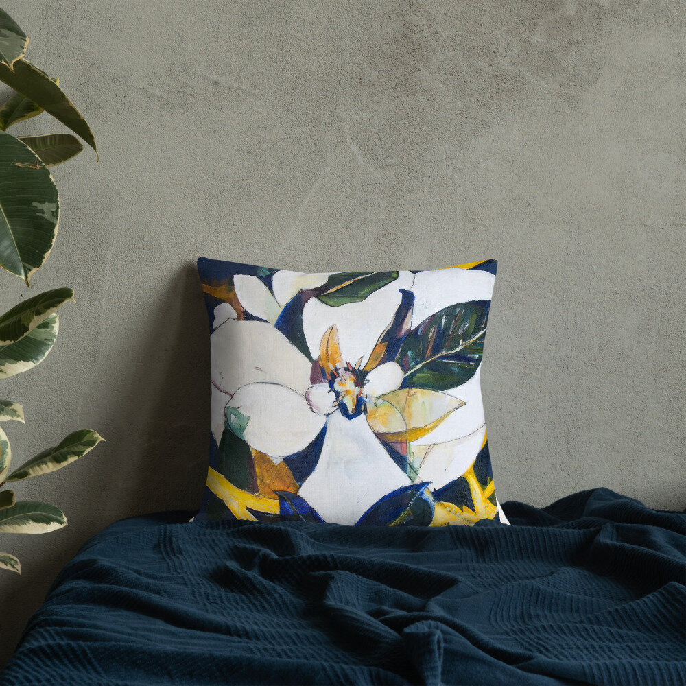 Navy Magnolia Premium Pillow