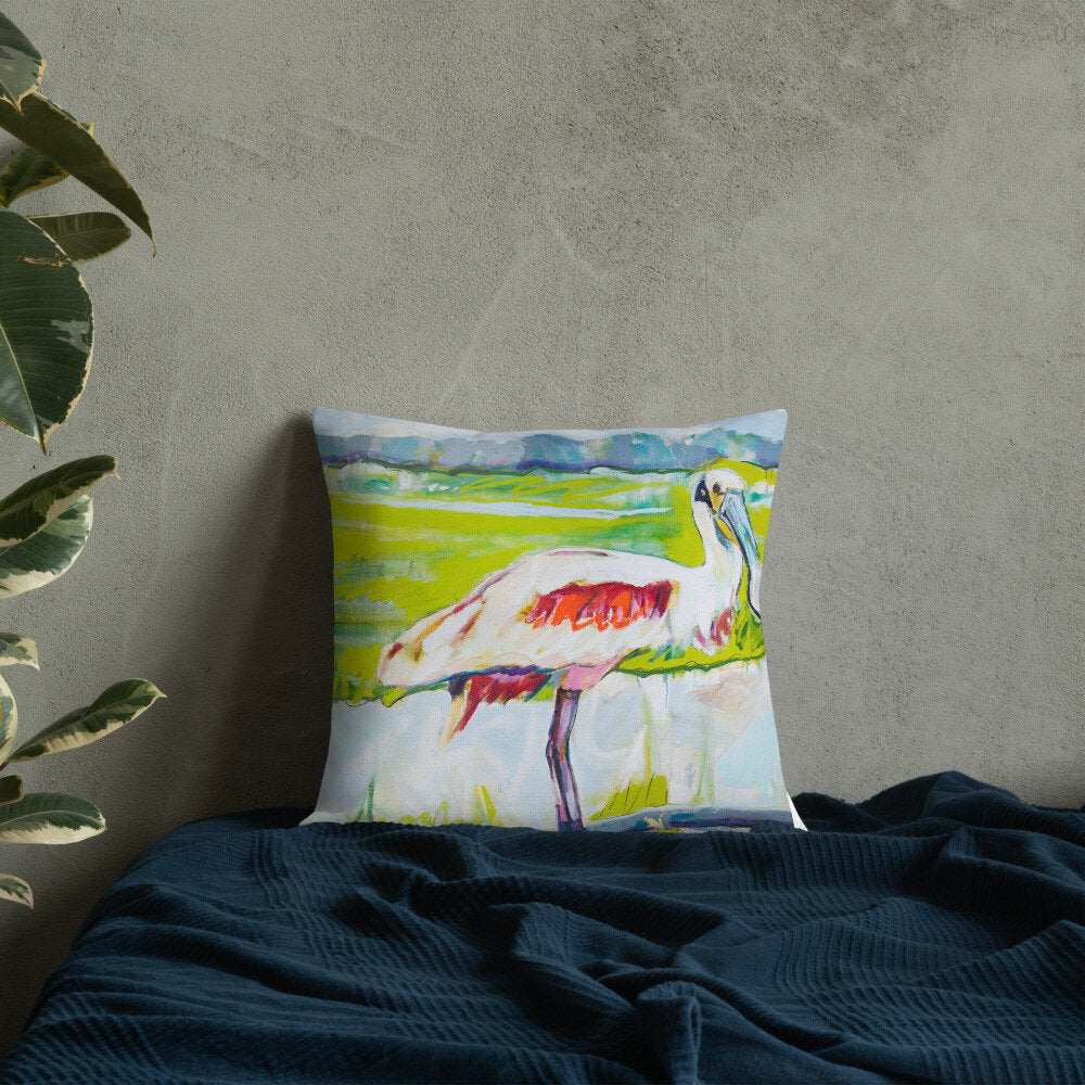 Roseate Spoonbill in His Sanctuary Premium Pillow