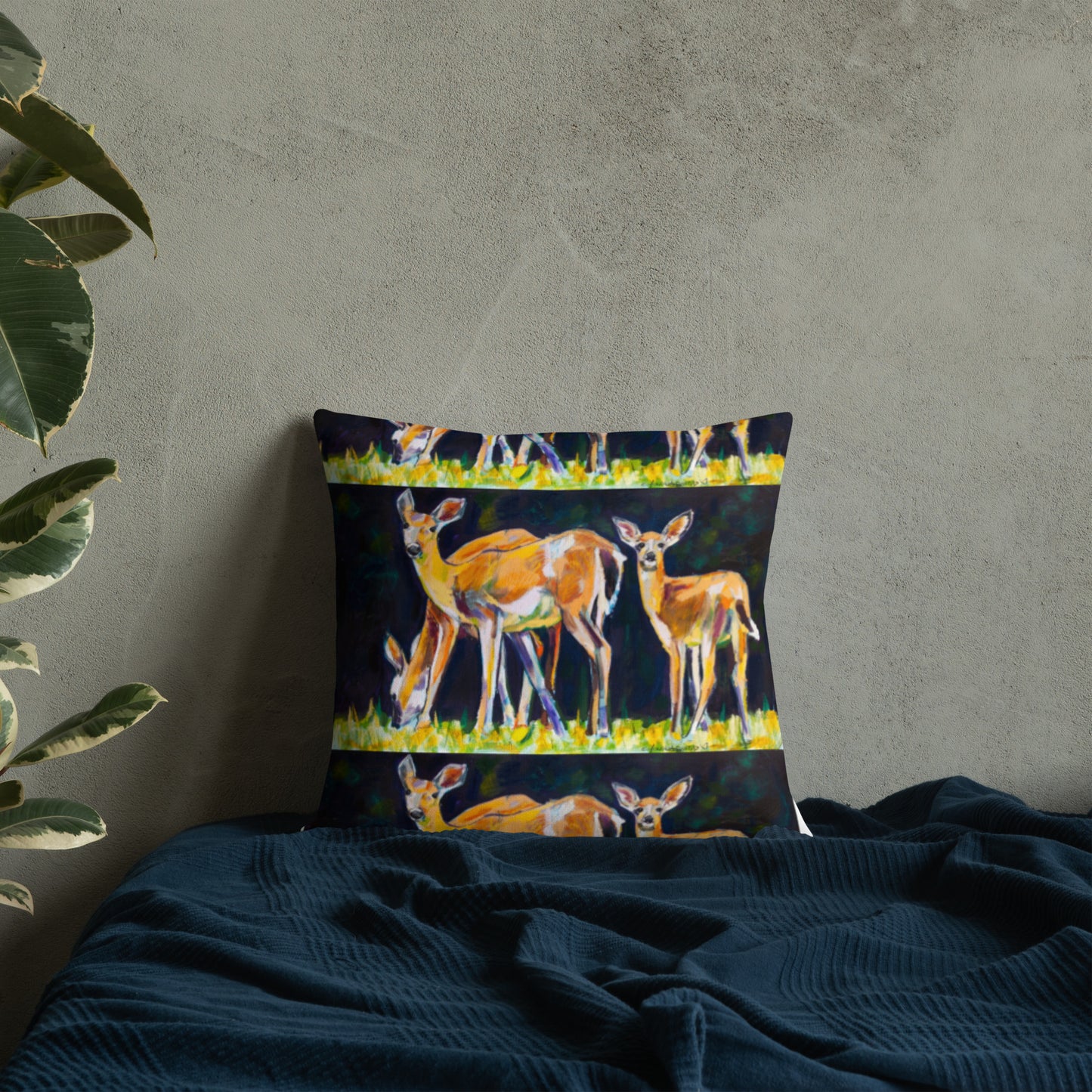 Deer Family Pattern Premium Pillow