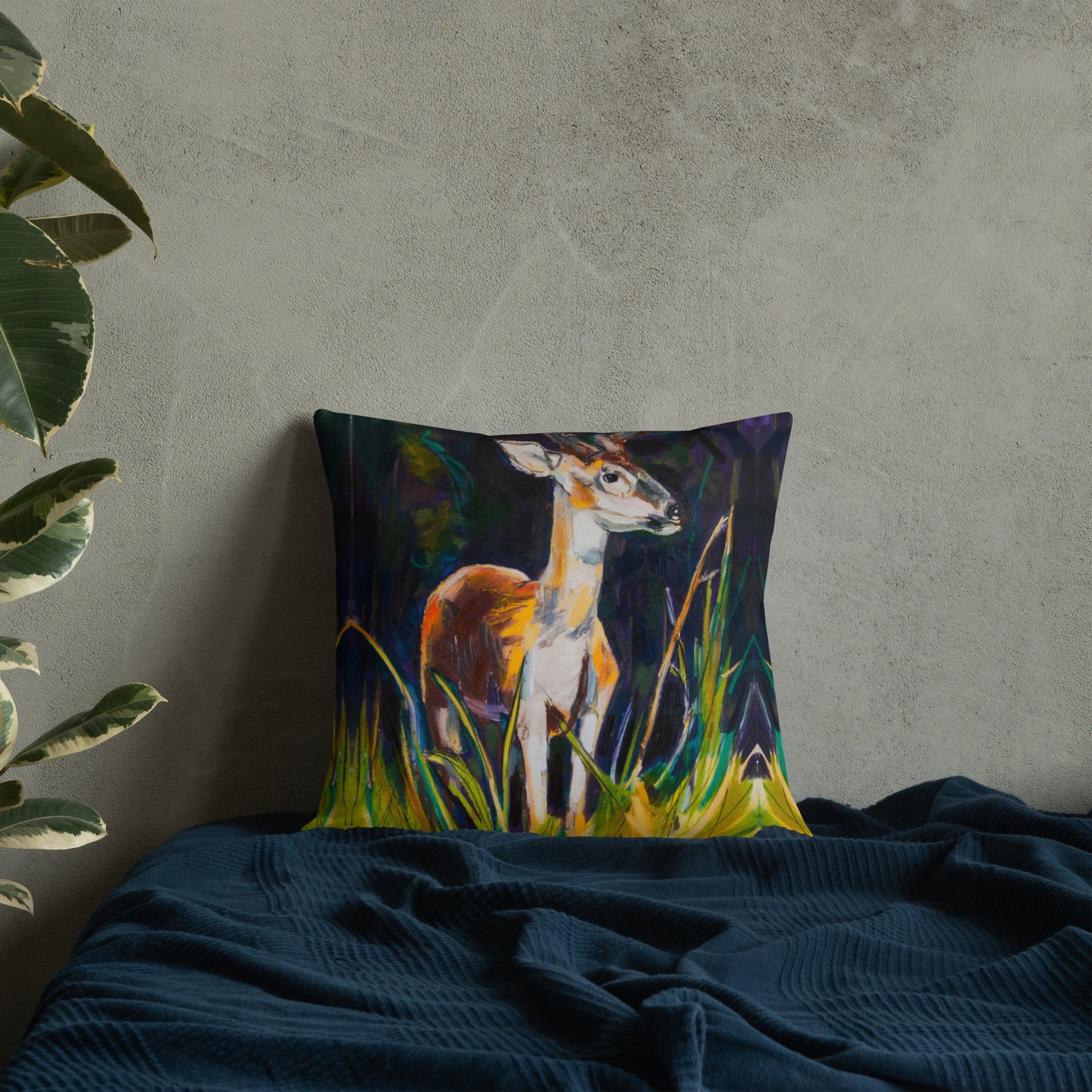 Buck in Bayou Brush Premium Pillow