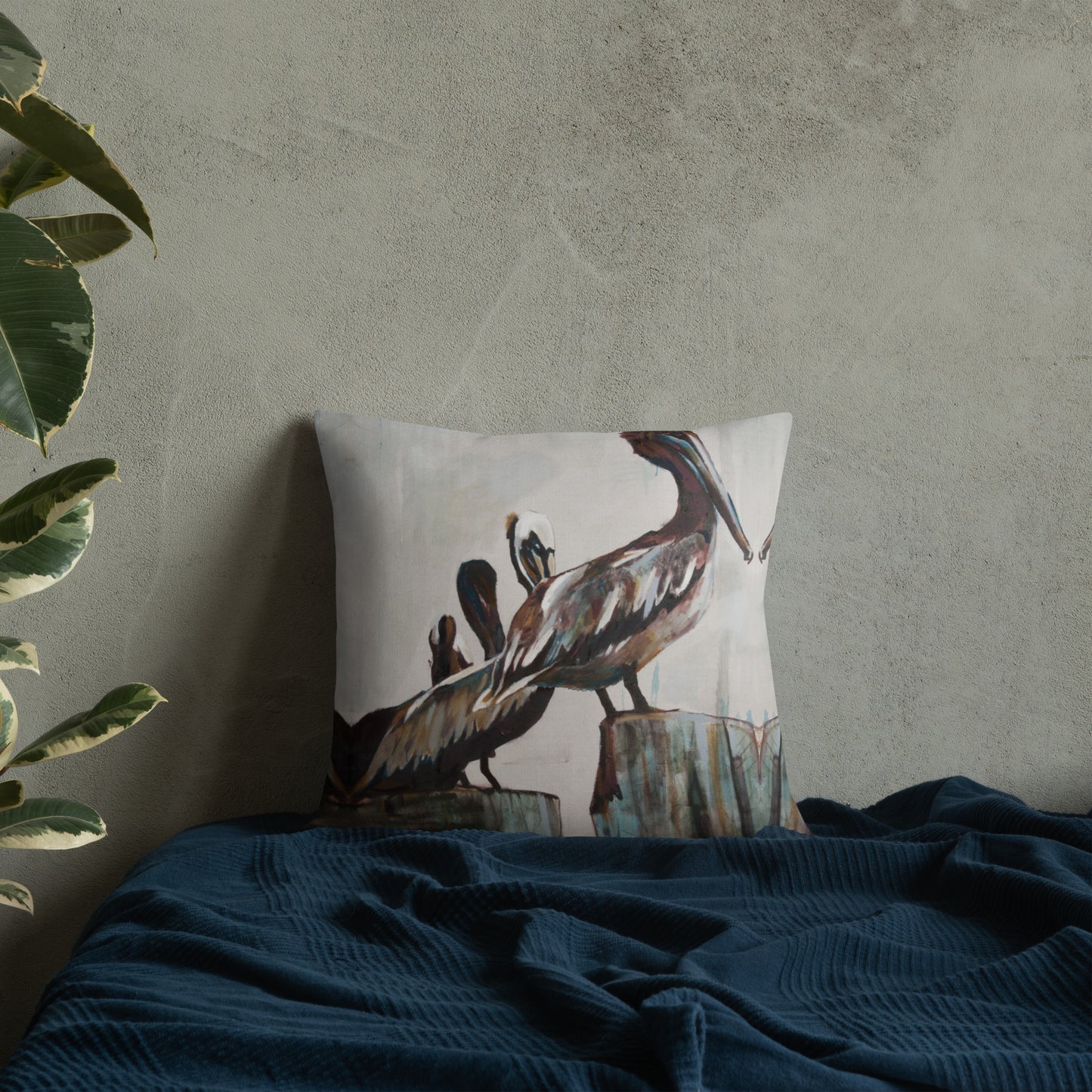 Pelicans in the Fog Premium Pillow