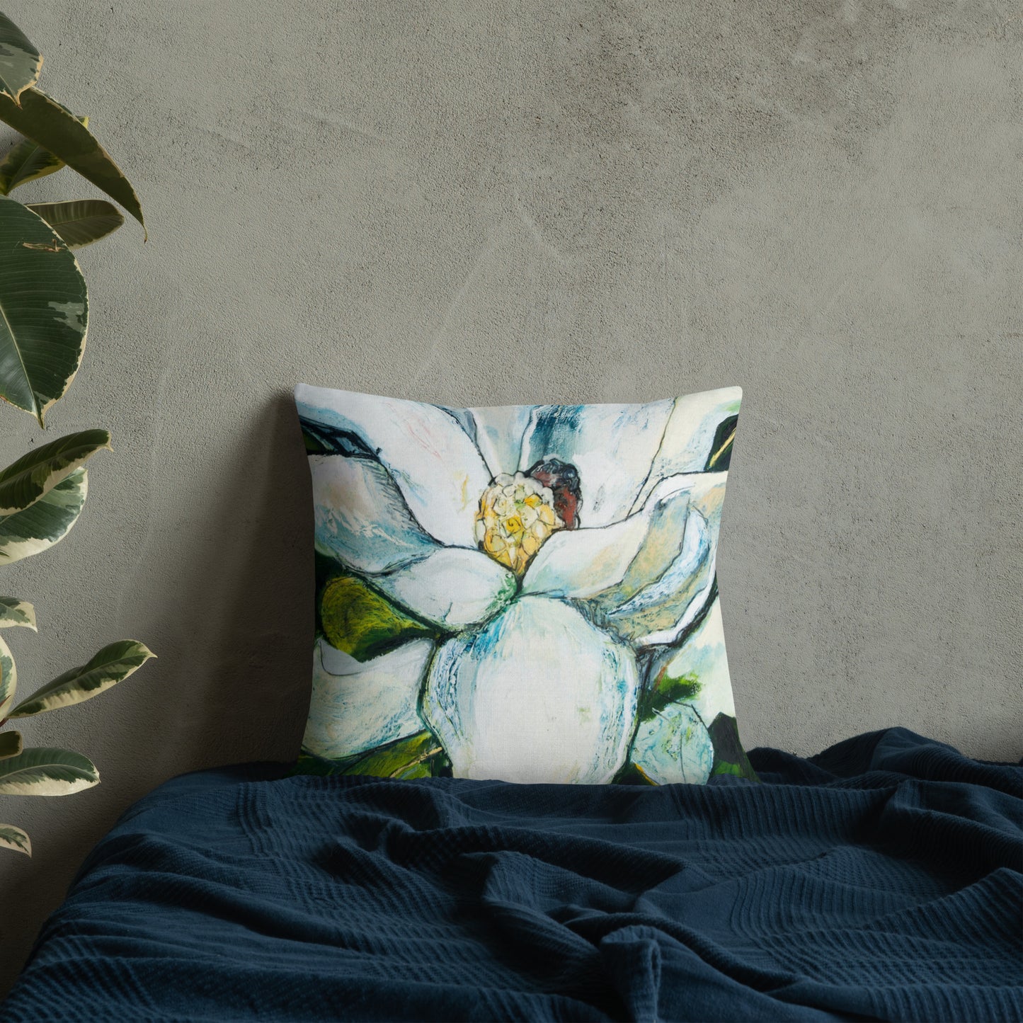 Open Petal Magnolia Premium Pillow