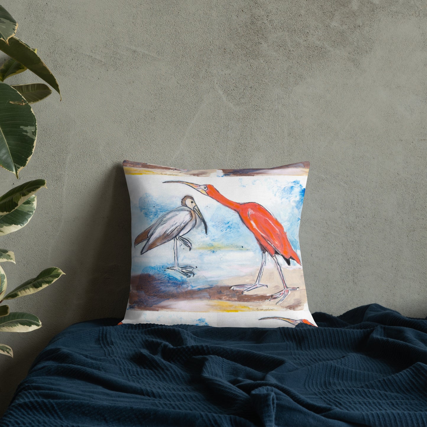 Scarlet Ibis and Friend Premium Pillow