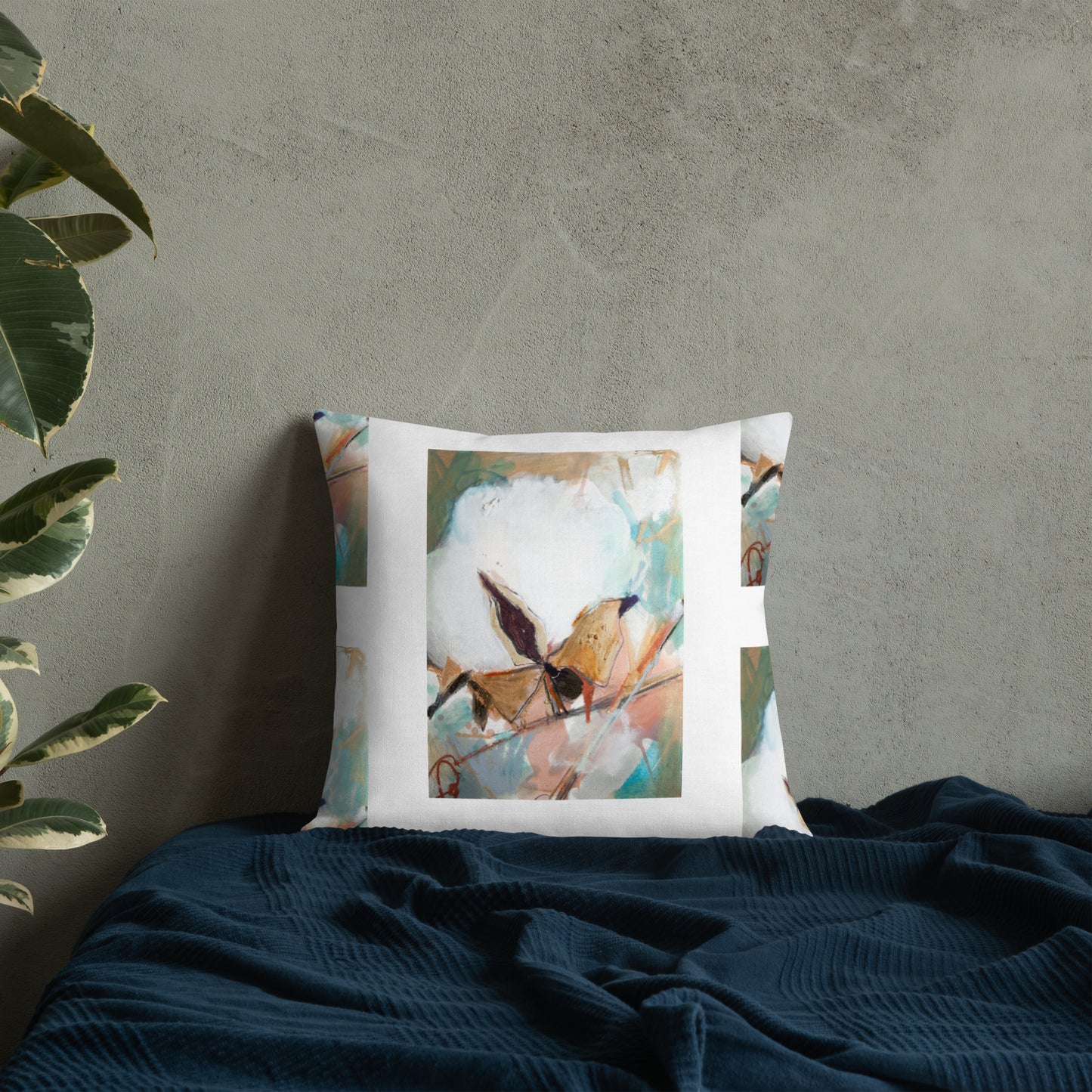 Cotton with Teal Splash Premium Pillow