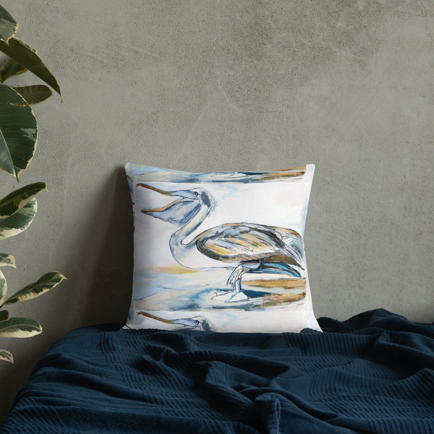 Brown Pelican on the Shore Premium Pillow