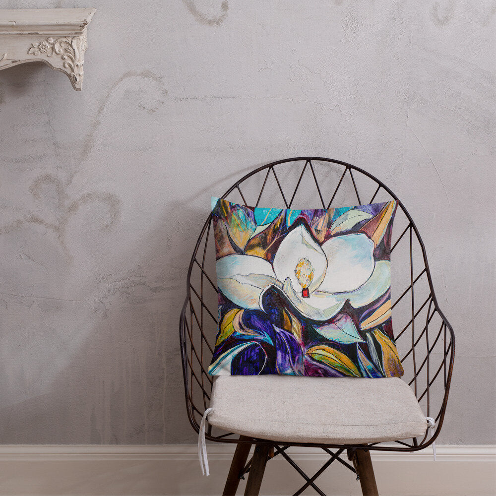 Purple and Gold Magnolia Premium Pillow
