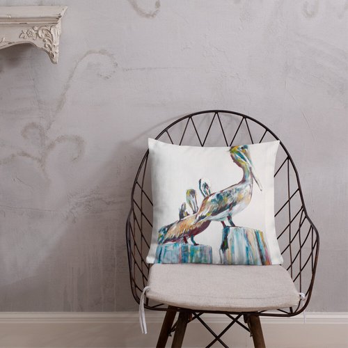 Bold Pelicans in the Fog Premium Pillow