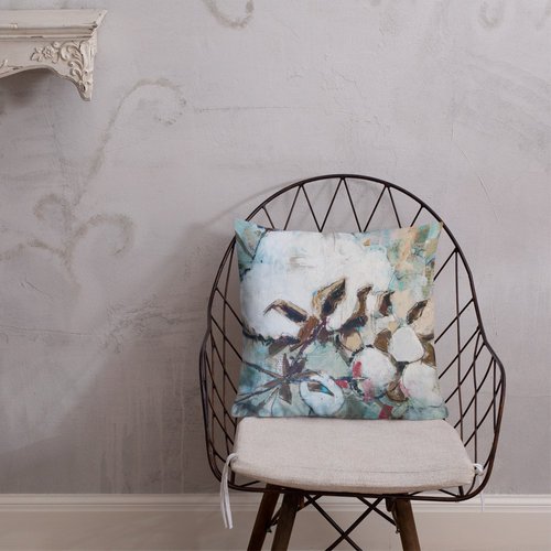 Square Vintage Cotton Collage II Premium Pillow