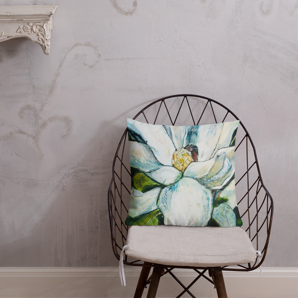 Open Petal Magnolia Premium Pillow