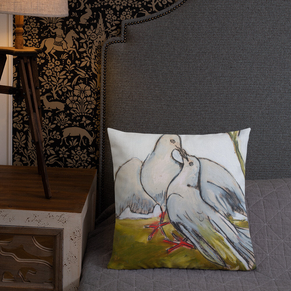 His & Her Doves Premium Pillow