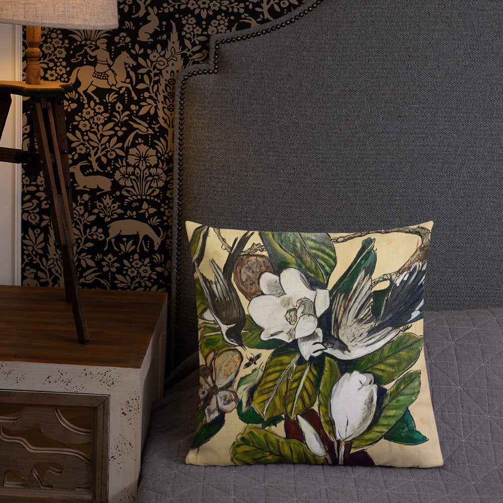 Cuckoos with Magnolia Premium Pillow