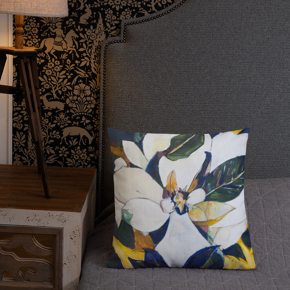 Navy Magnolia Premium Pillow