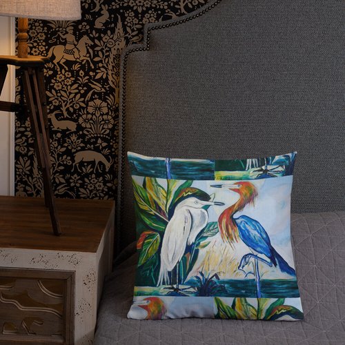 Herons Face-to-Face II Pattern Premium Pillow