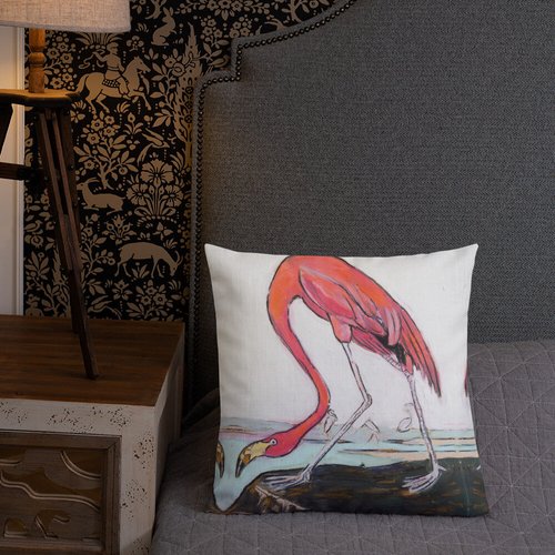 Pink Flamingo Pattern Premium Pillow