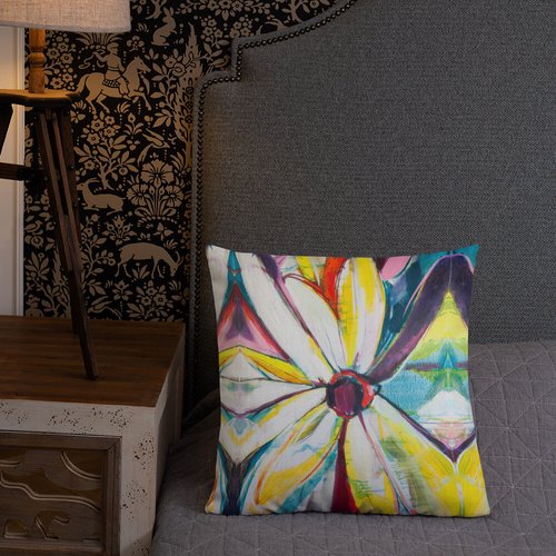 Zinnias Pattern Premium Pillow