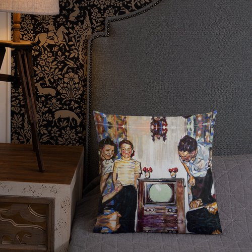 Vintage TV Pattern Premium Pillow