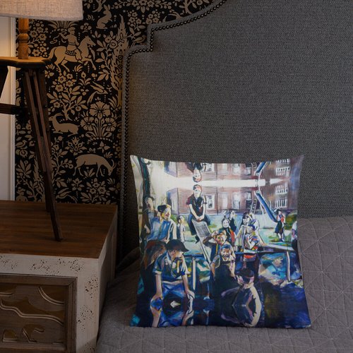 Vintage Schoolyard Reflection Premium Pillow