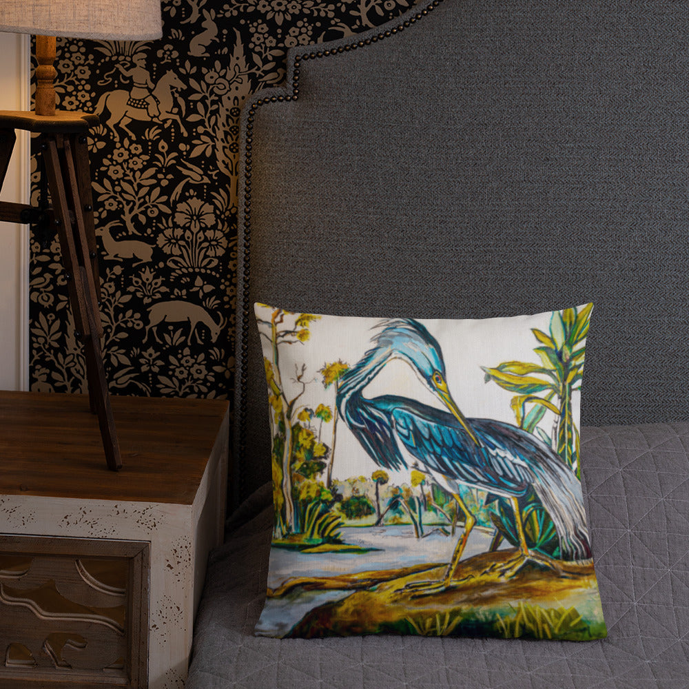 Blue Heron (Dark) Premium Pillow