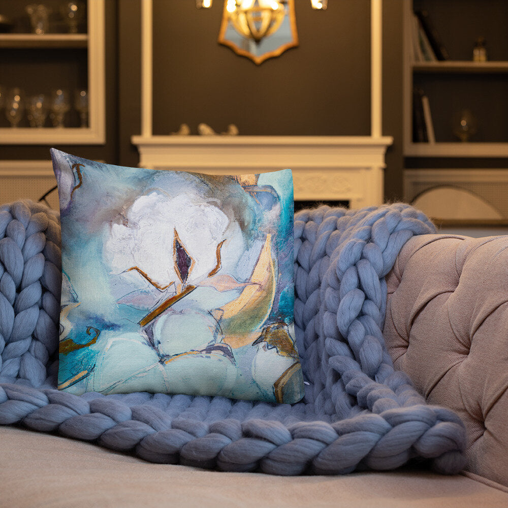 Cotton with Soft Teal Premium Pillow