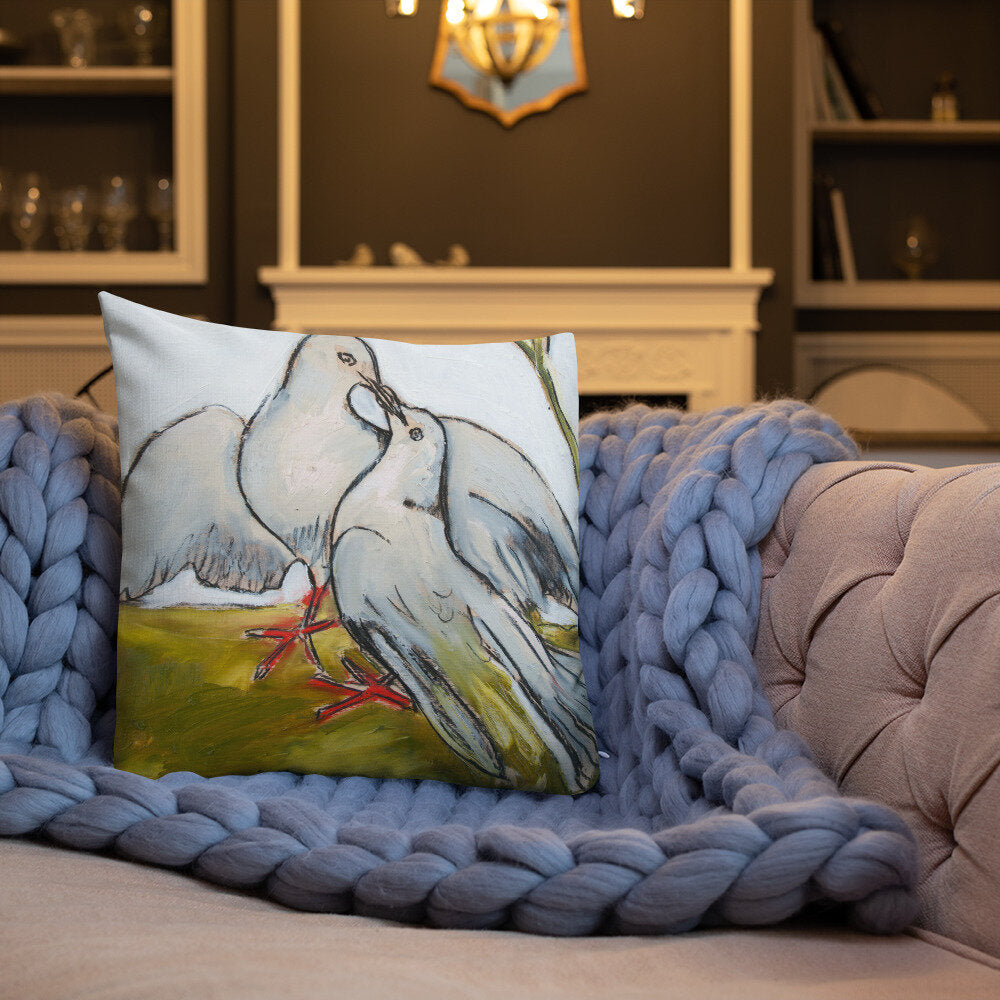 His & Her Doves Premium Pillow