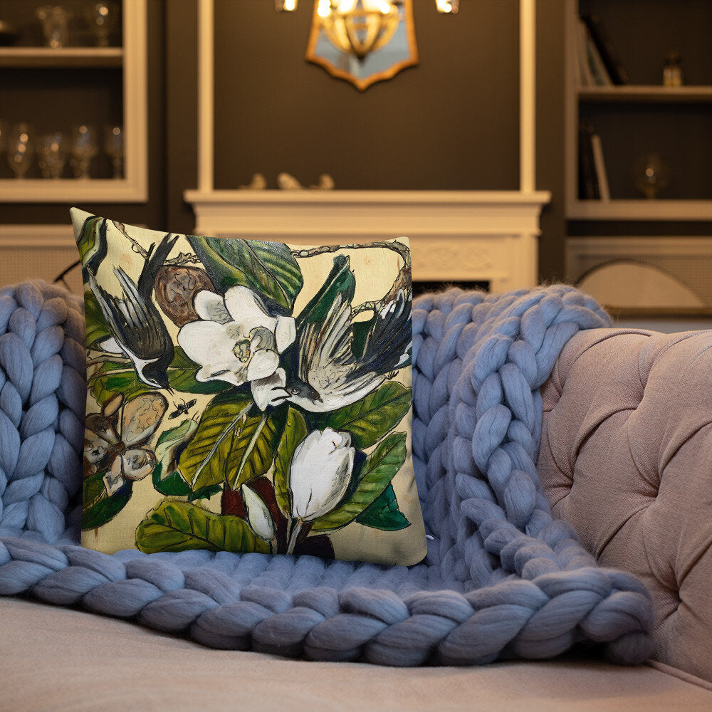 Cuckoos with Magnolia Premium Pillow