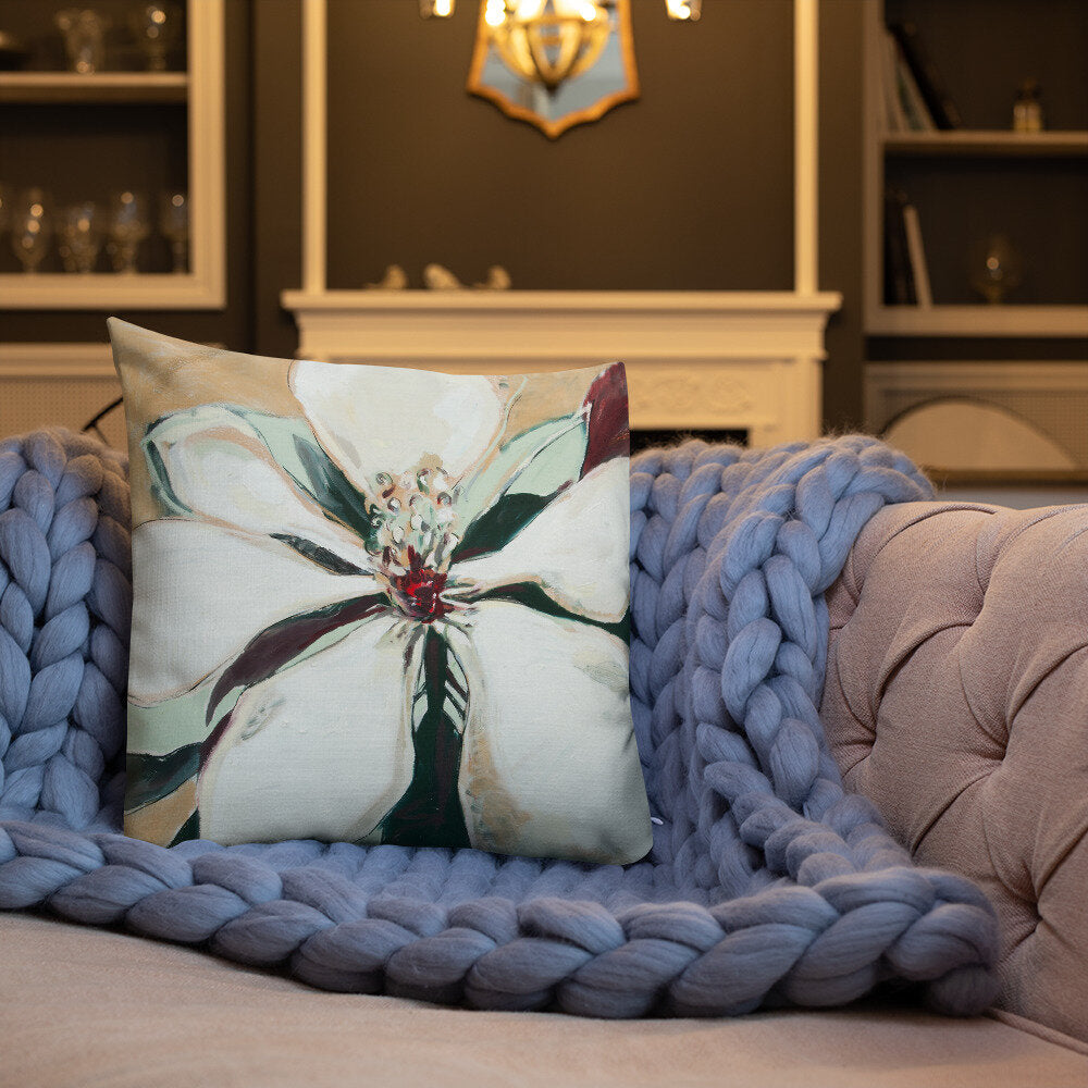 Metallic Gold Magnolia Premium Pillow