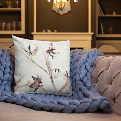 Neutral Cotton Stalks Premium Pillow