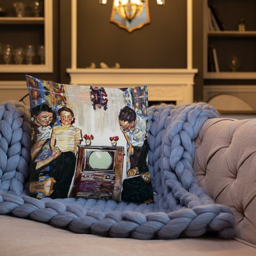 Vintage TV Pattern Premium Pillow