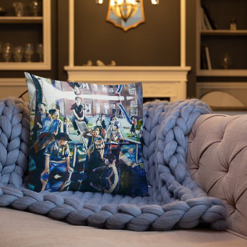 Vintage Schoolyard Reflection Premium Pillow