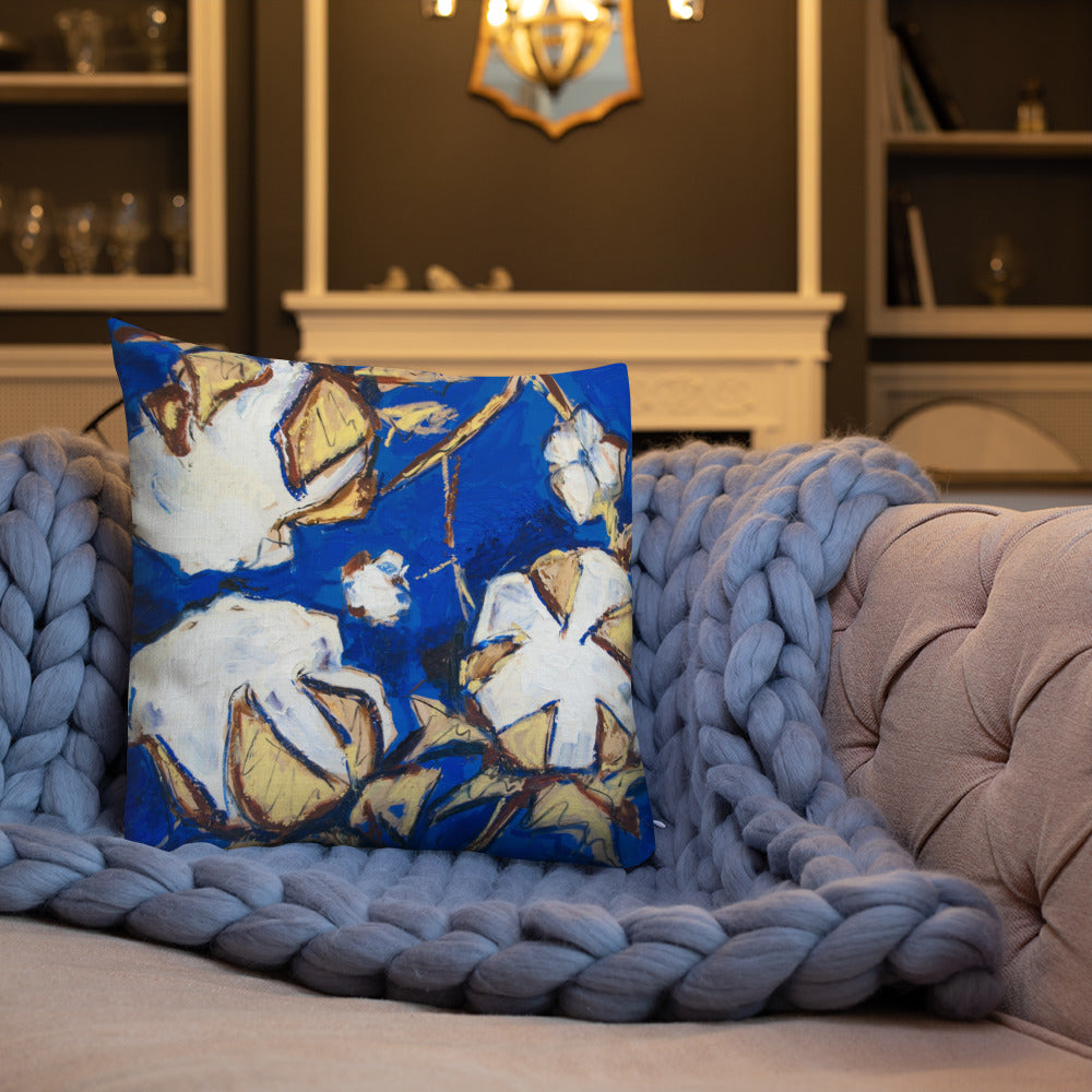 Cobalt & Gold Cotton Premium Pillow