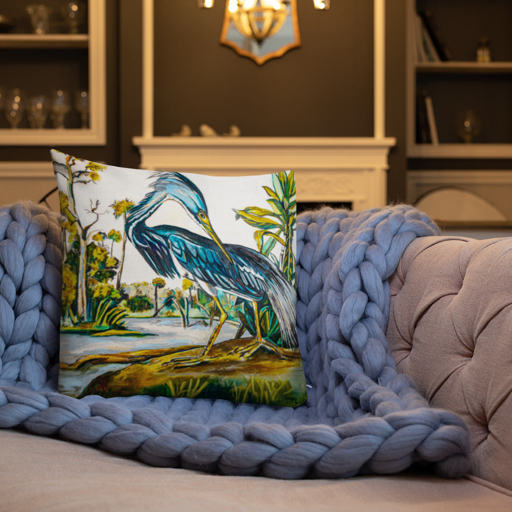 Blue Heron (Dark) Premium Pillow