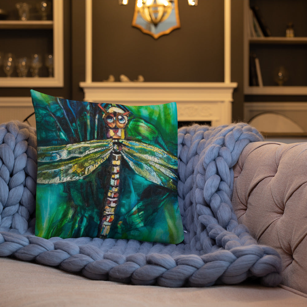 Green Dragonfly Premium Pillow