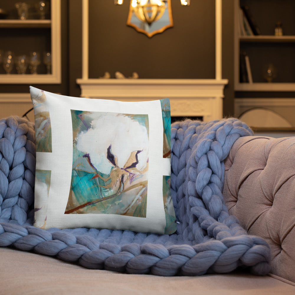 Cotton with Teal Splash III Premium Pillow