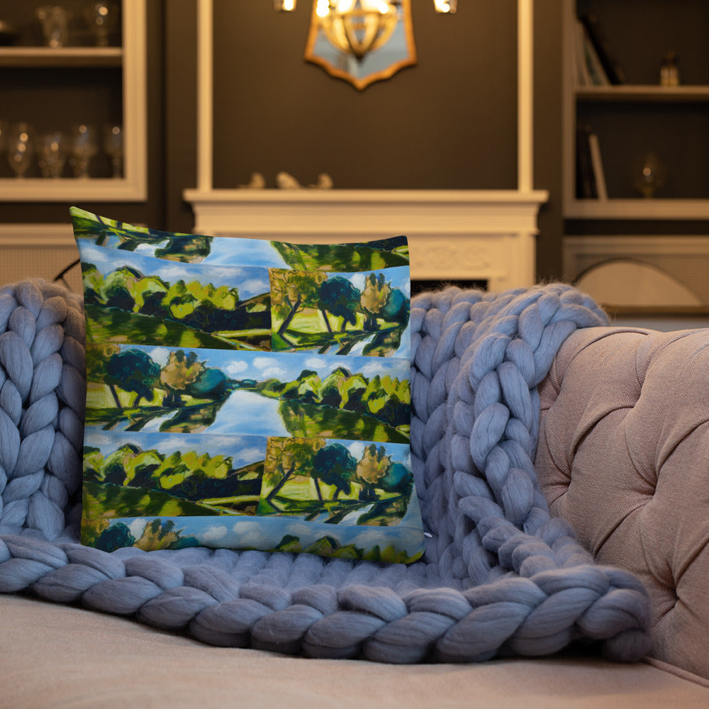 Tranquil Lake Panorama Premium Pillow