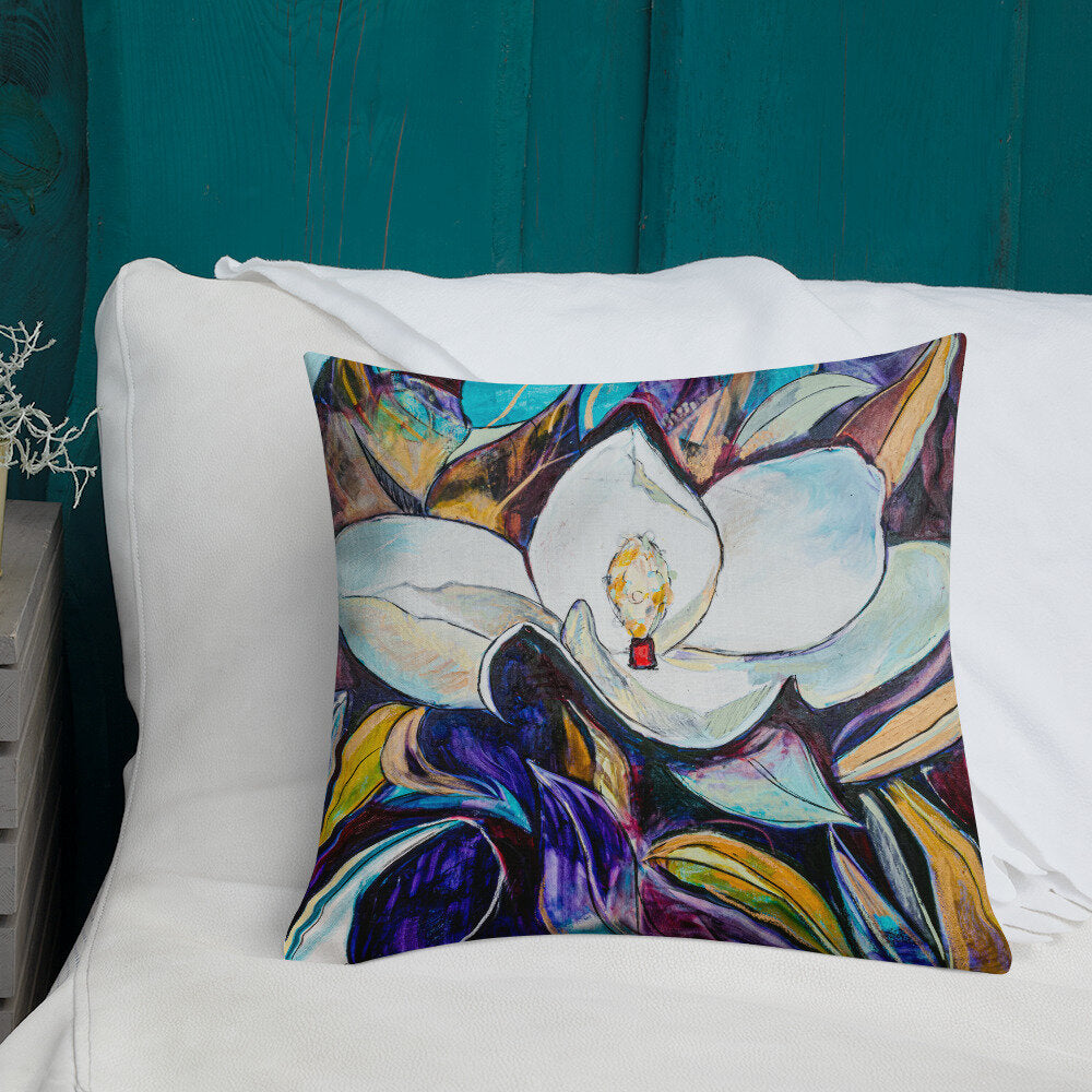 Purple and Gold Magnolia Premium Pillow